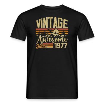 Vintage 1977 Rétro Cadeau D’anniversaire 1977 - T-shirt homme - noir - Devant - AI Model Male 178 light (178cm)
