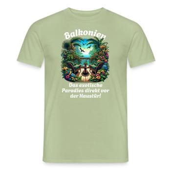 Balcony holiday at home - Men's T-Shirt - sage - Front - AI Model Male 178 light (178cm)