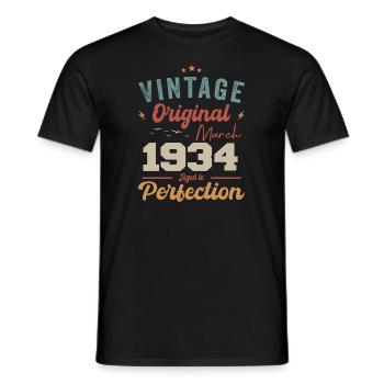 März 1934 Jahrgang geboren Vintage Geburtstag - Männer T-Shirt - Schwarz - Vorne - AI Model Male 178 light (178cm)