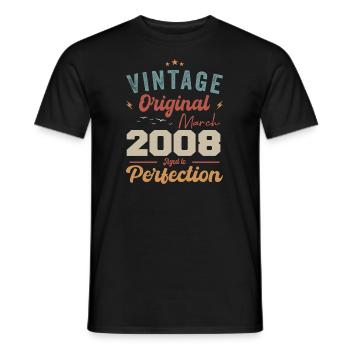 Mars 2008 Vintage Born Vintage Anniversaire - T-shirt homme - noir - Devant - AI Model Male 178 light (178cm)