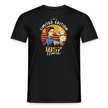 Frauen im März 1957 Geboren Geburtstag 1957 - Männer T-Shirt - Schwarz - Vorne - AI Model Male 178 light (178cm)