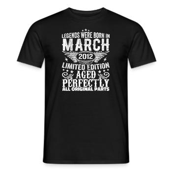 Legendary since March 2012 Birthday 2012 - Men's T-Shirt - black - Front - AI Model Male 178 light (178cm)