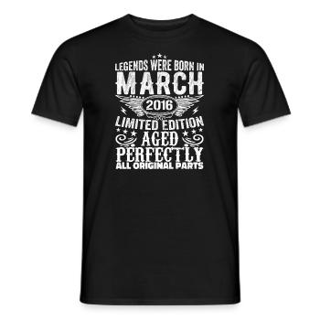 Légendaire depuis mars 2016 Anniversaire 2016 - T-shirt homme - noir - Devant - AI Model Male 178 light (178cm)