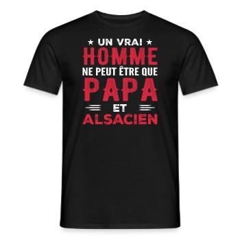 A real man is only a father and an Alsatian - Men's T-Shirt - black - Front - AI Model Male 178 light (178cm)