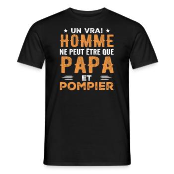Ein echter Mann ist nur ein Vater und ein Feuerwehrmann - Männer T-Shirt - Schwarz - Vorne - AI Model Male 178 light (178cm)