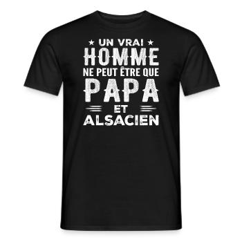 A real man is only a father and an Alsatian - Men's T-Shirt - black - Front - AI Model Male 178 light (178cm)