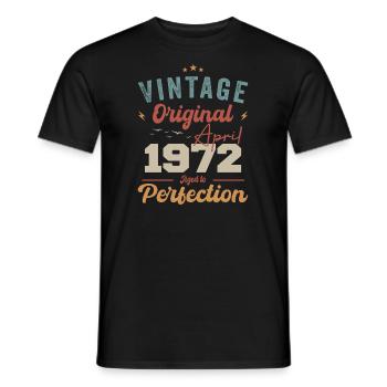 Vintage né en avril 1972 cadeau d’anniversaire - T-shirt homme - noir - Devant - AI Model Male 178 light (178cm)
