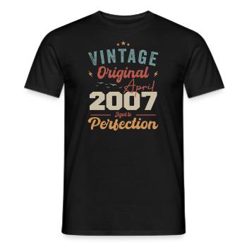 Vintage né en avril 2007 cadeau d’anniversaire - T-shirt homme - noir - Devant - AI Model Male 178 light (178cm)