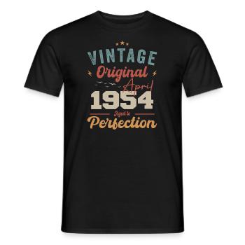 Vintage né en avril 1954 cadeau d’anniversaire - T-shirt homme - noir - Devant - AI Model Male 178 light (178cm)