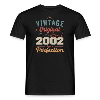 Vintage né en avril 2002 cadeau d’anniversaire - T-shirt homme - noir - Devant - AI Model Male 178 light (178cm)