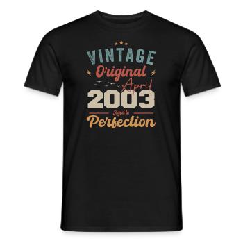 Vintage né en avril 2003 cadeau d’anniversaire - T-shirt homme - noir - Devant - AI Model Male 178 light (178cm)