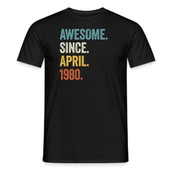 44 Years Awesome Since April 1980 44th Birthday - Men's T-Shirt - black - Front - AI Model Male 178 light (178cm)