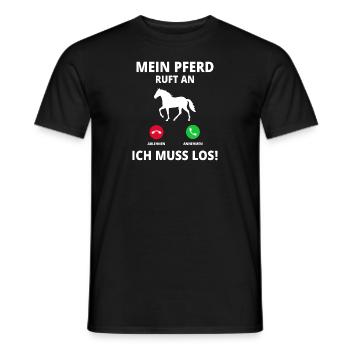 My horse is calling, I've got to go, horse owner - Men's T-Shirt - black - Front - AI Model Male 178 light (178cm)