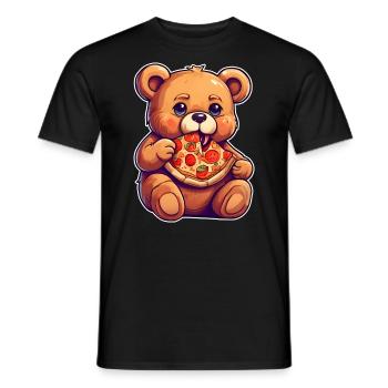 L’ours en peluche adore la pizza - T-shirt homme - noir - Devant - AI Model Male 178 light (178cm)