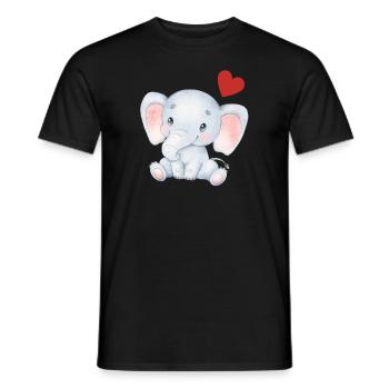 Éléphant Bébé Nourrisson Coeur Enfants T-shirt - T-shirt homme - noir - Devant - AI Model Male 178 light (178cm)