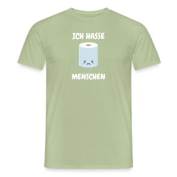 Je déteste les gens : le papier toilette - T-shirt homme - vert sauge - Devant - AI Model Male 178 light (178cm)