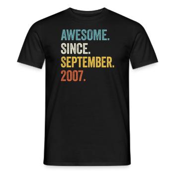 Awesome Since September 2007 17th Birthday - Men's T-Shirt - black - Front - AI Model Male 178 light (178cm)