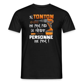 Si TONTON Ne Peut Pas Le Réparer Personne Ne Peut - T-shirt homme - noir - Devant - AI Model Male 178 light (178cm)