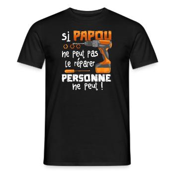 Si PAPOU Ne Peut Pas Le Réparer Personne Ne Peut - T-shirt homme - noir - Devant - AI Model Male 178 light (178cm)
