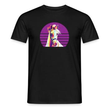 Polygon Pferd Motiv Pferdemotiv Retro Vintage - Männer T-Shirt - Schwarz - Vorne - AI Model Male 178 light (178cm)