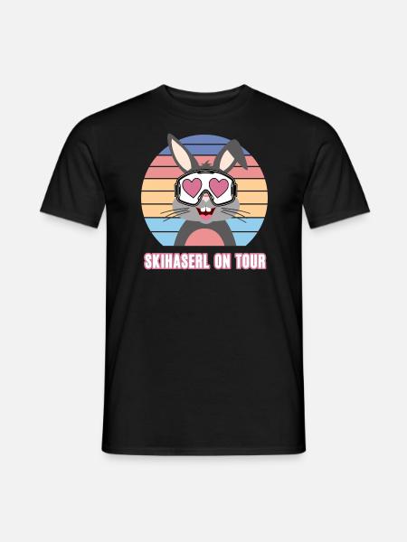 Skihaserl Skifahren Hase Skifahrer Ski Fahrer - Männer T-Shirt - Schwarz