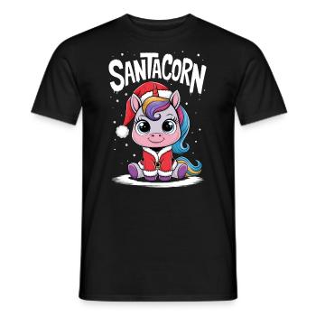 Unicorn Christmas Santa Funny Cute Santacorn - Men's T-Shirt - black - Front - AI Model Male 178 light (178cm)