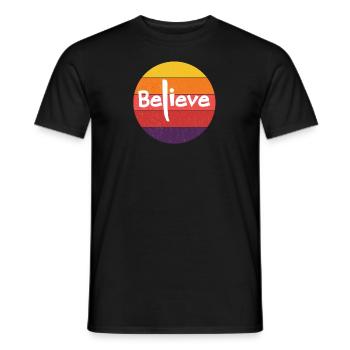 Believe with long L and retro Sunset Believer - Men's T-Shirt - black - Front - AI Model Male 178 light (178cm)