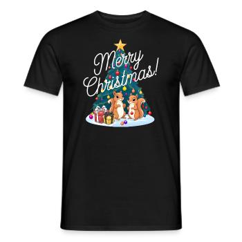 Squirrel Christmas Tree Christmas Tree - Men's T-Shirt - black - Front - AI Model Male 178 light (178cm)