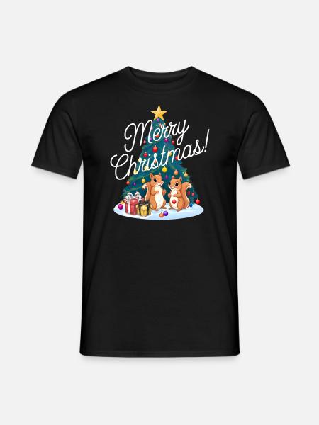 Eichhörnchen Weihnachten Tannenbaum Weihnachtsbaum - Männer T-Shirt - Schwarz