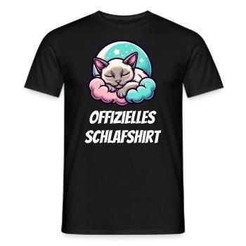 Offizielles Schlafshirt - Süßes Katzen Motiv - Männer T-Shirt - Schwarz - Vorne - AI Model Male 178 light (178cm)