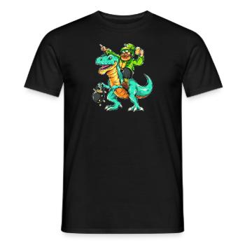 St. Patrick's Day Leprechaun Leprechaun Dino T-Rex Beer - Men's T-Shirt - black - Front - AI Model Male 178 light (178cm)