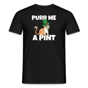 St. Patrick's Day Naughty Thirsty Cat Leprechaun - Men's T-Shirt - black - Front - AI Model Male 178 light (178cm)