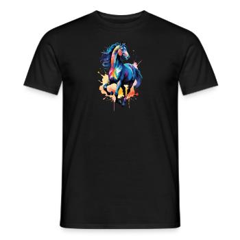 Pferd Motiv Pferdemotiv Aquarell Wasserfarben - Männer T-Shirt - Schwarz - Vorne - AI Model Male 178 light (178cm)