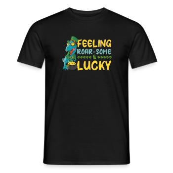 Leprechaun T-Rex Dino Dinosaur St. Patrick's Day - Men's T-Shirt - black - Front - AI Model Male 178 light (178cm)