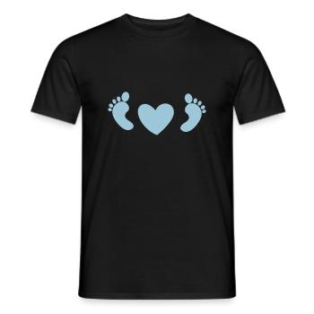 pieds de bébé avec coeur d'amour en bleu - T-shirt homme - noir - Devant - AI Model Male 178 light (178cm)