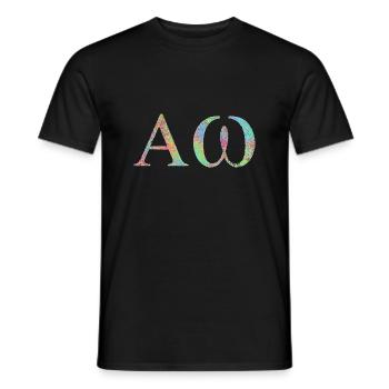 Alpha et Omega A et O - symbole chrétien - T-shirt homme - noir - Devant - AI Model Male 178 light (178cm)
