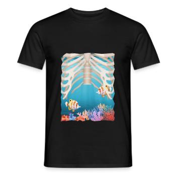 Fish in the belly - Men's T-Shirt - black - Front - AI Model Male 178 light (178cm)