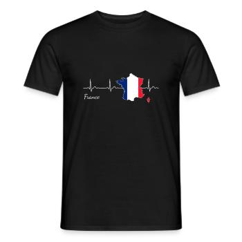 Frankreich France Herzschlag Heartbeat Geschenk - Männer T-Shirt - Schwarz - Vorne - AI Model Male 178 light (178cm)