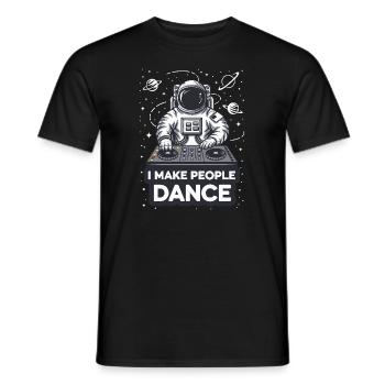 DJ Techno EDM Rave Astronaut I make People Dance - Men's T-Shirt - black - Front - AI Model Male 178 light (178cm)