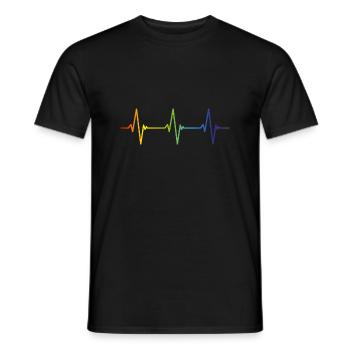 HEARTBEAT Rainbow Gay Pride CSD LGBT Gift - Men's T-Shirt - black - Front - AI Model Male 178 light (178cm)