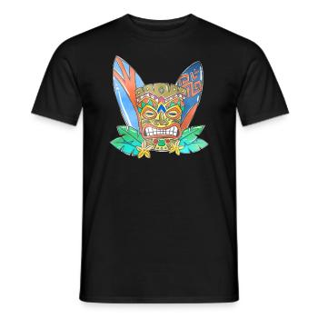 TIKI Ancestor God Figure Surf Boards 1 - Men's T-Shirt - black - Front - AI Model Male 178 light (178cm)