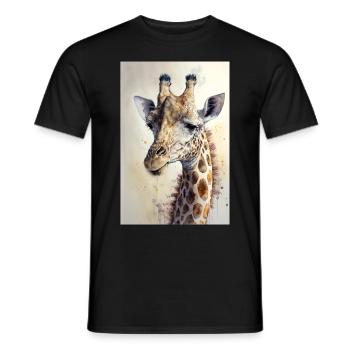 giraffe watercolour - Men's T-Shirt - black - Front - AI Model Male 178 light (178cm)