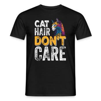 Cat hair don't care - Funny cat lovers - Men's T-Shirt - black - Front - AI Model Male 178 light (178cm)