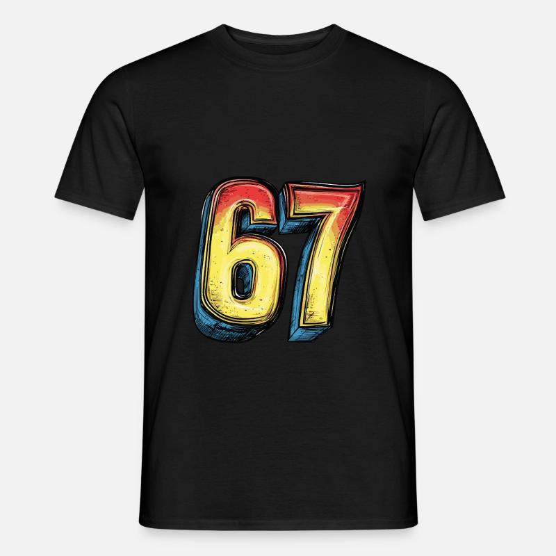 67 Zahl Comic - Männer T-Shirt - Schwarz
