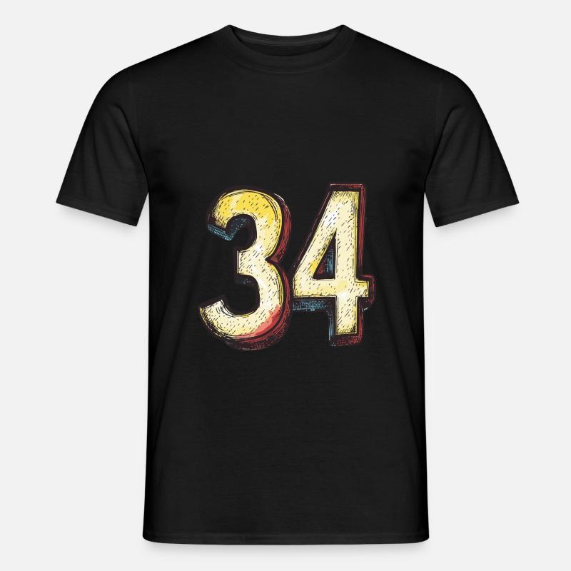 34 Zahl Comic - Männer T-Shirt - Schwarz