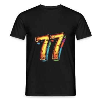 77 Zahl Comic - Männer T-Shirt - Schwarz - Vorne - AI Model Male 178 light (178cm)