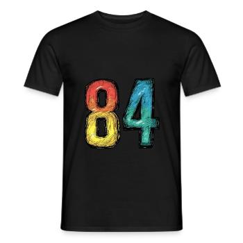 84 Zahl Comic - Männer T-Shirt - Schwarz - Vorne - AI Model Male 178 light (178cm)