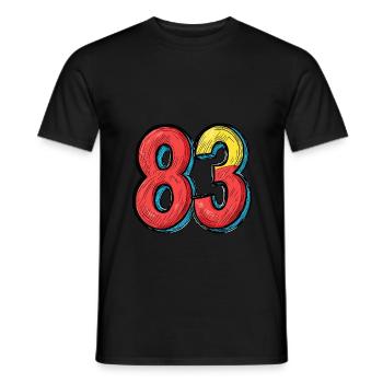 83 Zahl Comic - Männer T-Shirt - Schwarz - Vorne - AI Model Male 178 light (178cm)