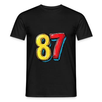 87 Zahl Comic - Männer T-Shirt - Schwarz - Vorne - AI Model Male 178 light (178cm)