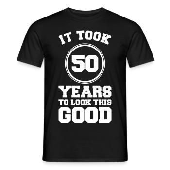 50 Years T-Shirt Gift Idea Christmas Funny - Men's T-Shirt - black - Front - AI Model Male 178 light (178cm)